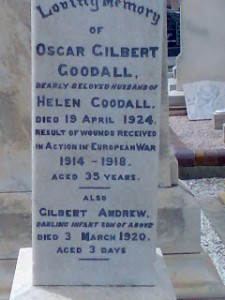 Oscar Gilbert Goodall, Helen Goodall and Gilbert Andrew Goodall Hindmarsh Cemetery