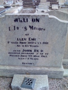 Ellen Emily Willison nee Ballard John Reid Willison Hindmarsh Cemetery