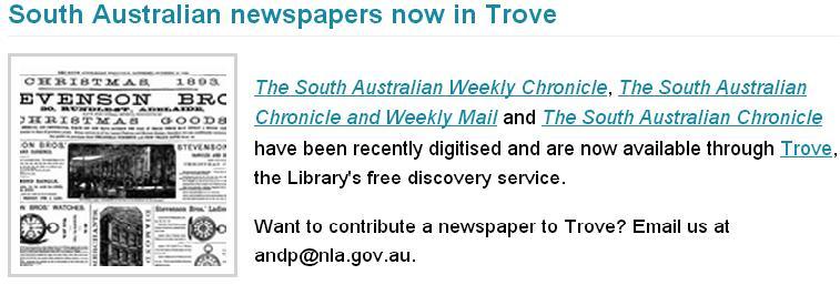 South Australian Newspapers In Trove