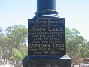 John Lees Euphemia Lees Elmore Cemetery